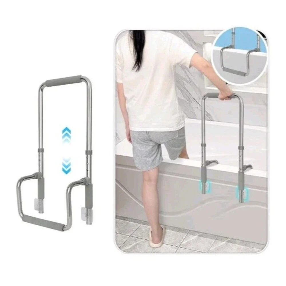 Adjustable Bathtub Grab Bar Safety Rail Elderly Disabled Heavy Duty Steel New